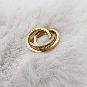 New Vita Fede Cassio Ring 24K Gold Plated Stackable Pave Swarovski Crystal Ring